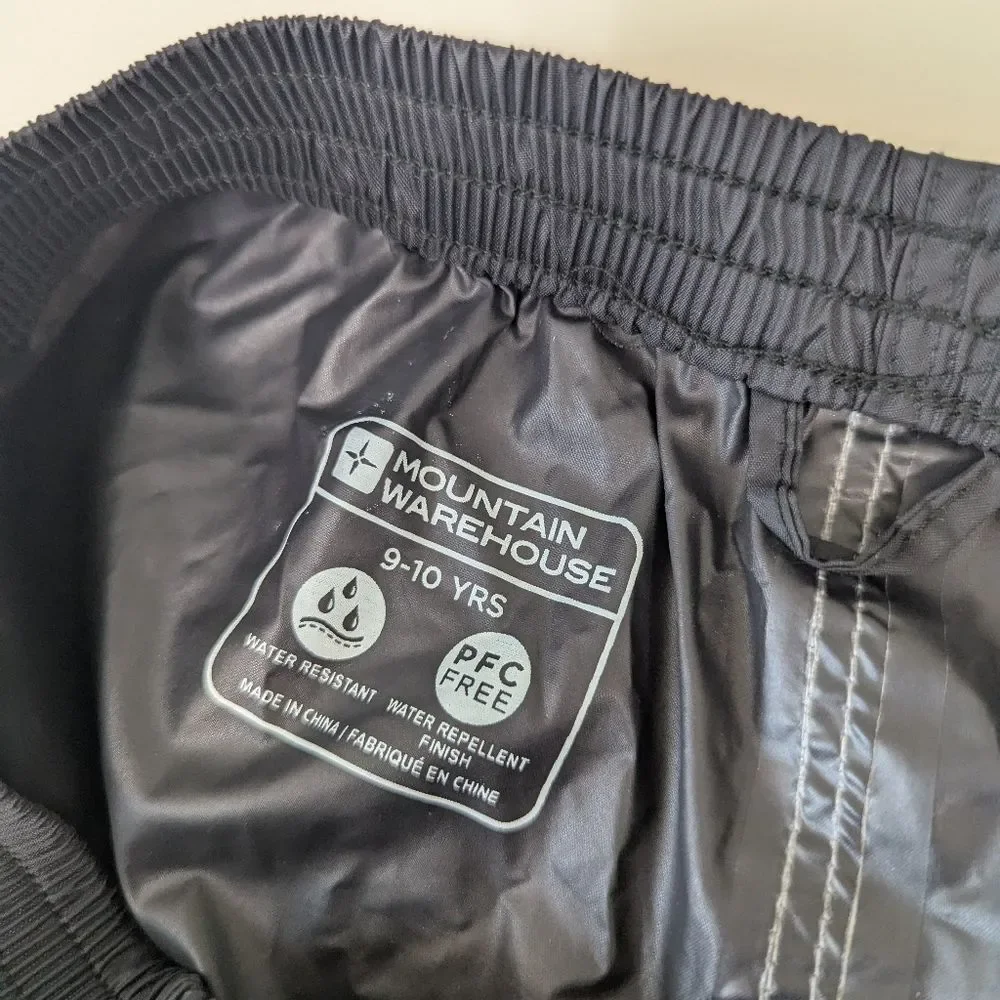 Black Rain pants Mountain Warehouse 9-10 Years Isodry Kids Unisex Outdoorsy